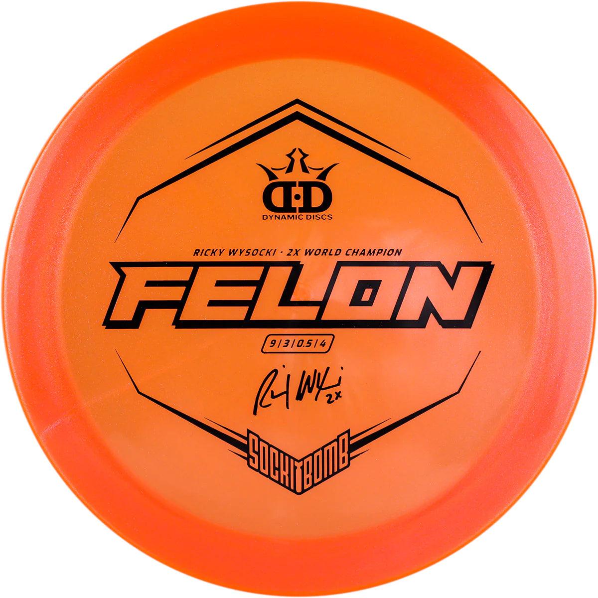 Dynamic Discs Lucid Ice Glimmer Felon - Ricky Wysocki Sockibomb Stamp - PAR3 | Disku golfs