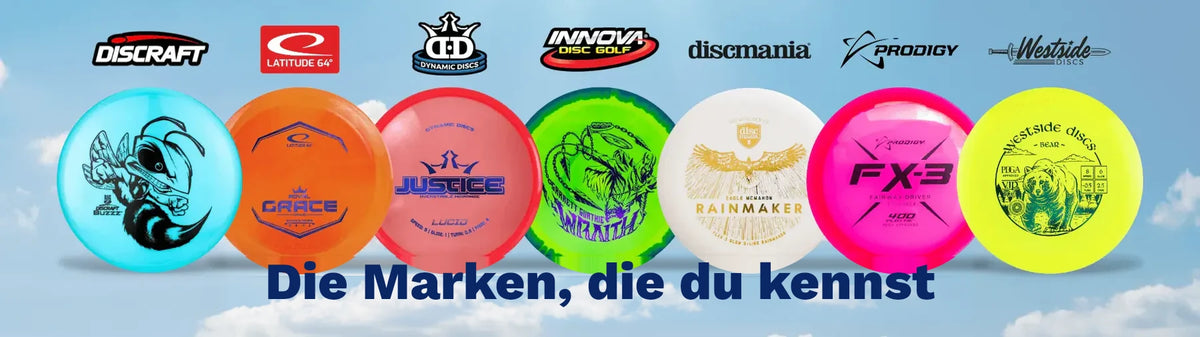 Discgolf-Marken bei PAR3: Discraft, Latitude 64, Dynamic Discs, Innova, Discmania, Prodigy, Westside Discs